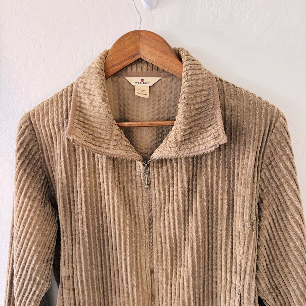 Woolrich Tan Ribbed Women’s Fullzip Medium Jacket Cotton‎ 2090RS - Picture 2 of 7